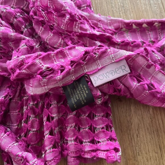 Powder Lace Open Knit Light Wrap Scarf Magenta Purple One Size - Picture 4 of 4